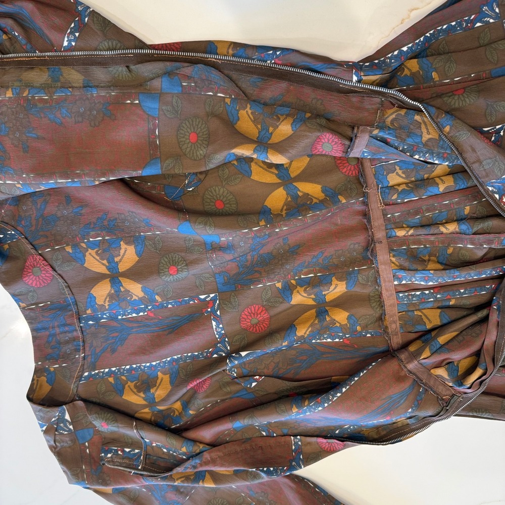 VTG 1960s Handmade Geometric Print Fit & Flare Dress Brown Size 4 EUC - Picture 9 of 14